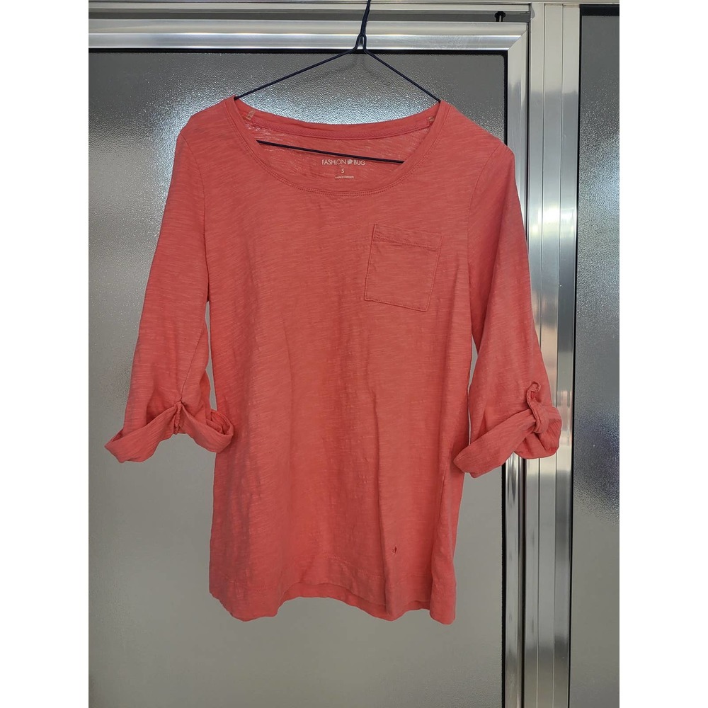Fashion Bug Coral/Pink 3/4 Length Sleeve T Shirt - Small